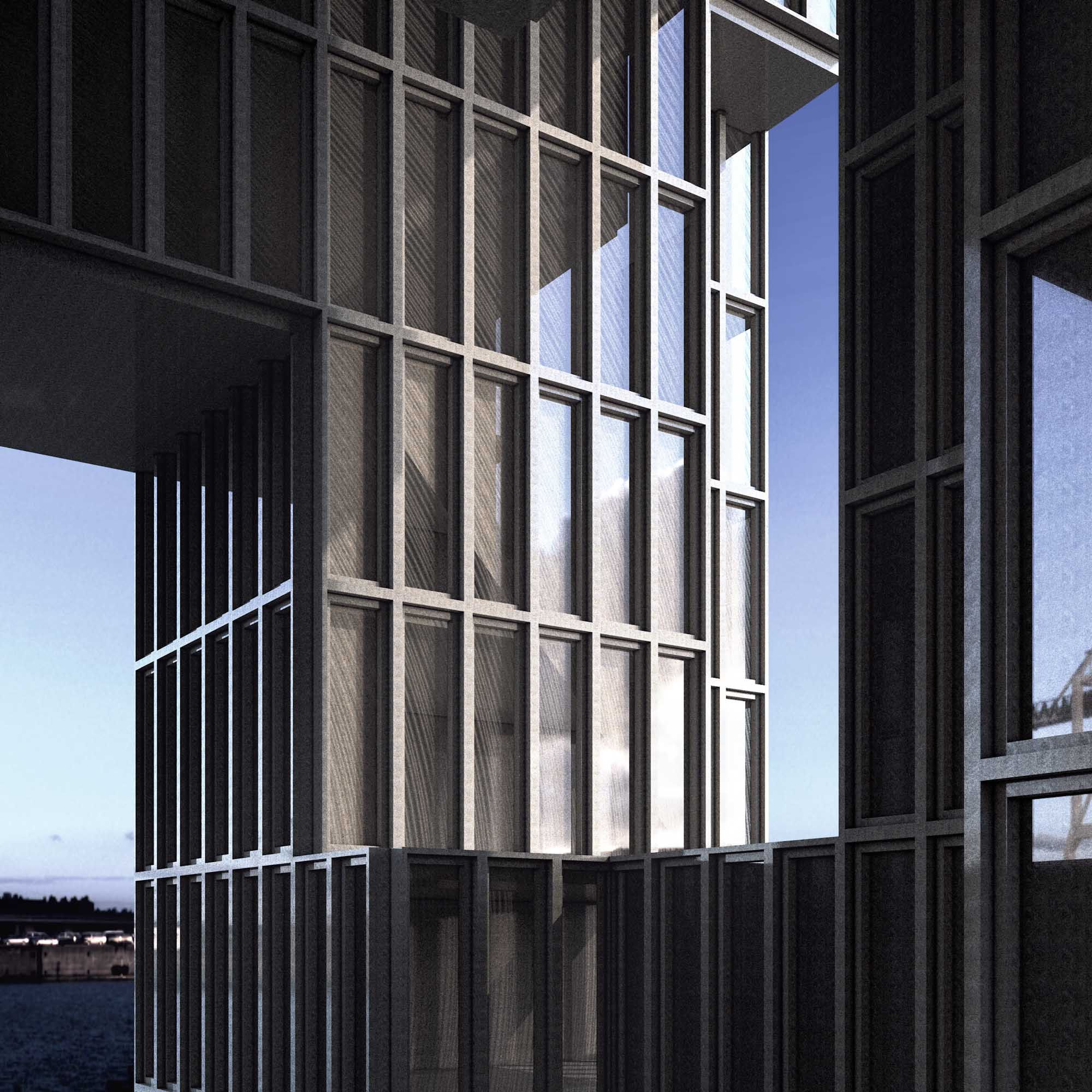 External rendering - continuous metal facade