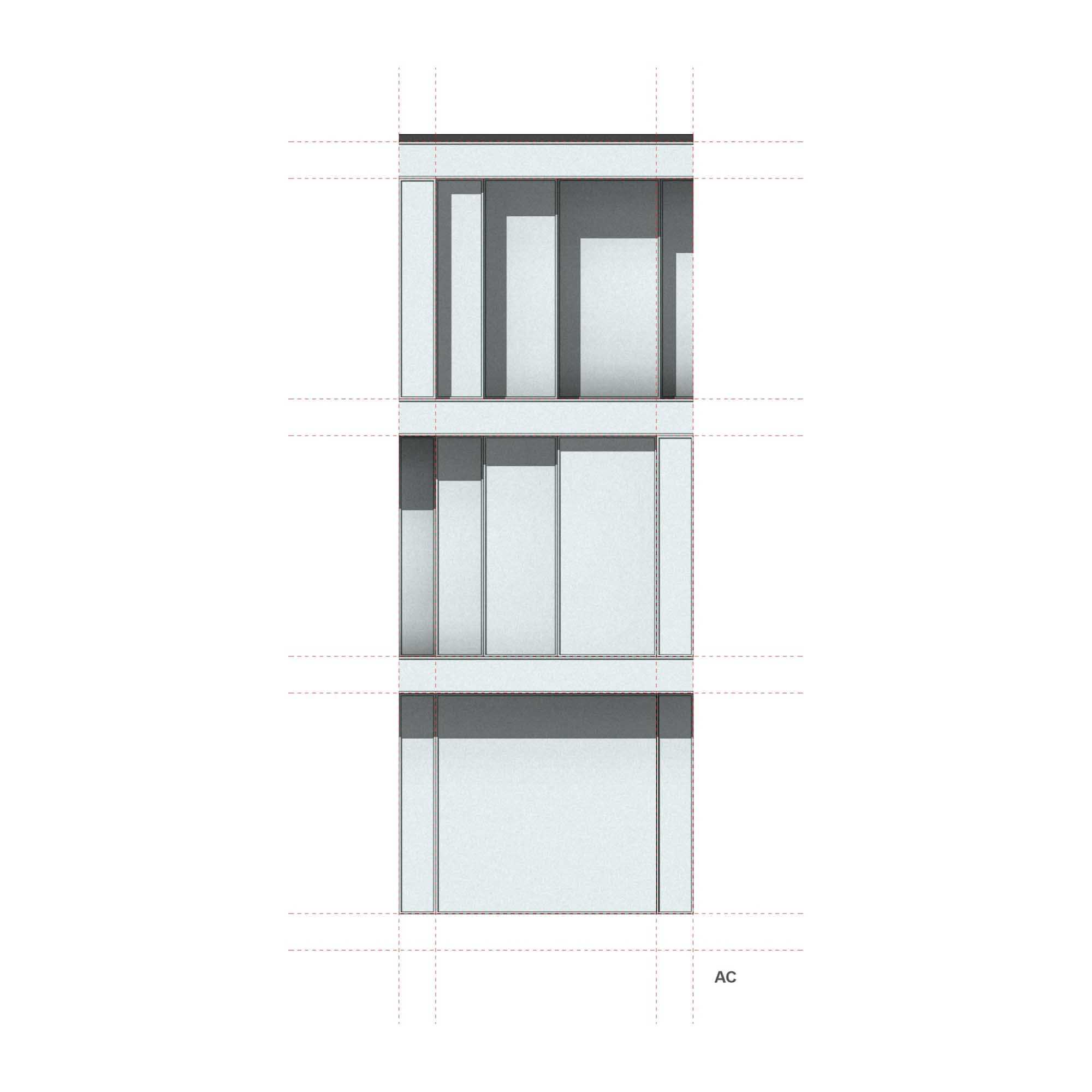 Studio facciata modulare in vetro