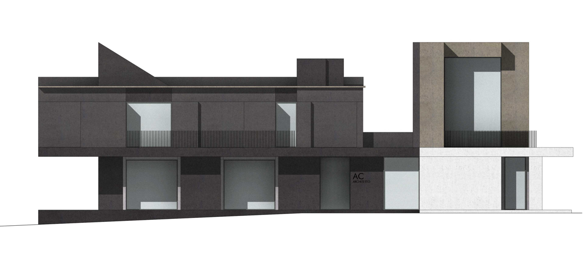 prospetto architettonico con texture e ombre - Progetto residenziale su due livelli